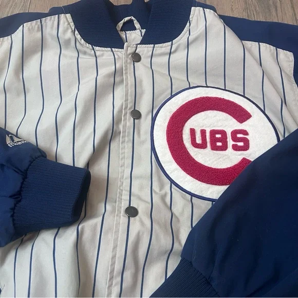 Chicago Cubs Majestic Cooperstown Collection Pinstripe Jacket Mens Size Large - Picture 3 of 16